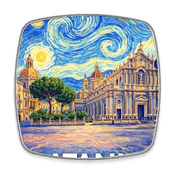 Catania, Italien. - Viereckiger Kühlschrankmagnet - Weiß - Vorne