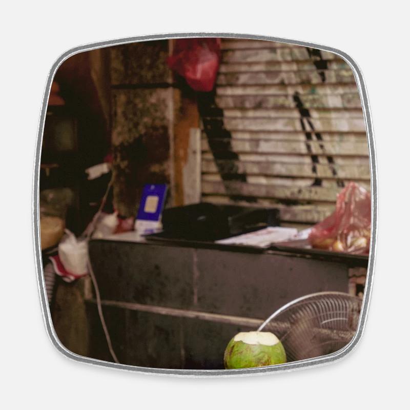 Coconut Street Market Graffiti - Square fridge magnet - white