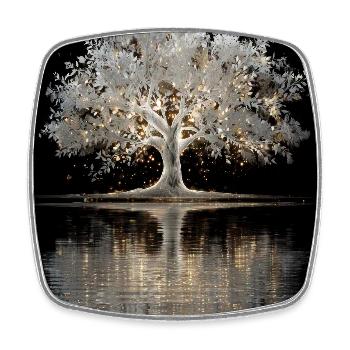 Lumière lumineuse d’arbre argenté - Magnet carré - blanc - Devant
