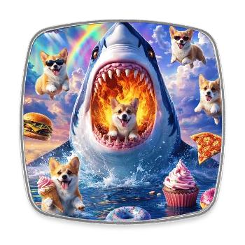 Puppy shark in color chaos - Square fridge magnet - white - Front