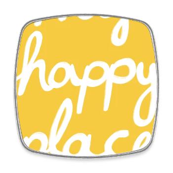 My happy place - yellow - Square fridge magnet - white - Front