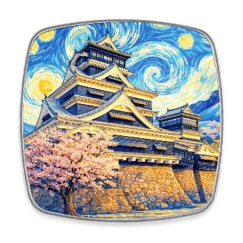 Kumamoto Japan - Square fridge magnet - white - Front