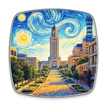 Lincoln Nebraska - Viereckiger Kühlschrankmagnet - Weiß - Vorne
