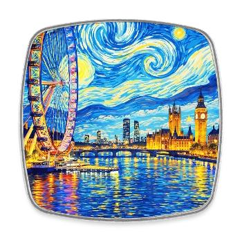 London Eye bei Sternennacht - Viereckiger Kühlschrankmagnet - Weiß - Vorne
