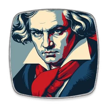 Beethoven Pop Art Portrait - Square fridge magnet - white - Front