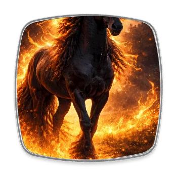 Cheval de Feu dans la Tempête de Flammes - Magnet carré - blanc - Devant