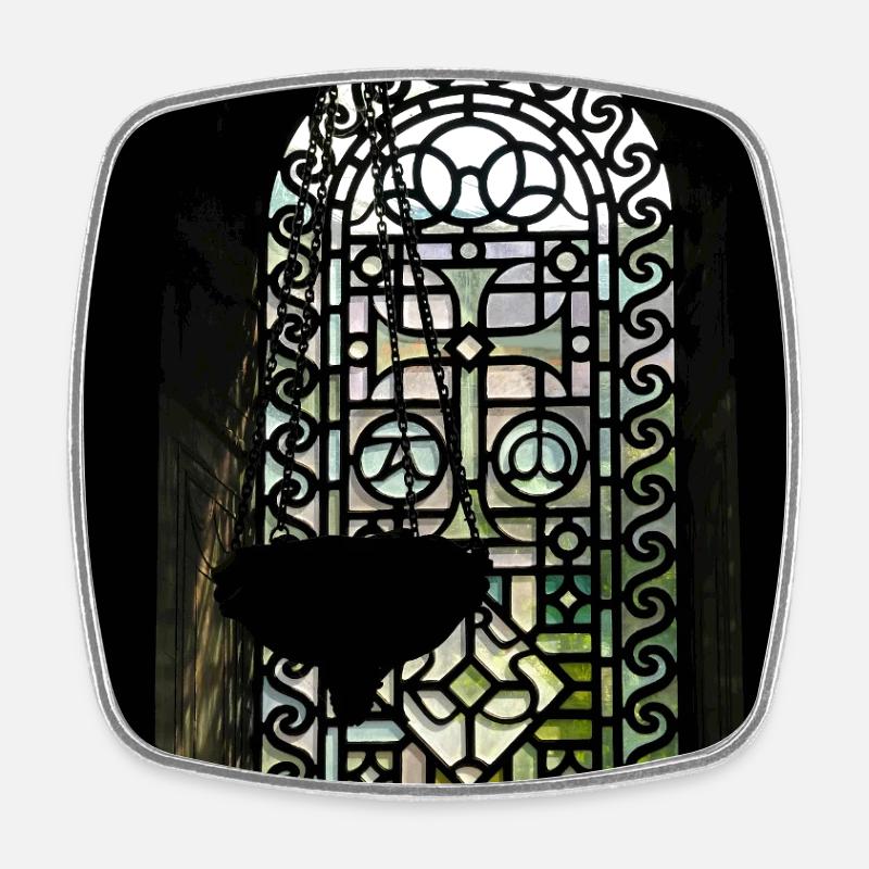 Stained Glass Window Silhouette - Square fridge magnet - white