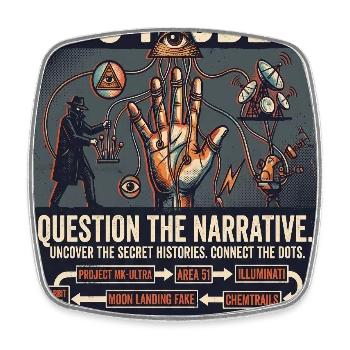 Hidden Truths: Retro Conspiracy Poster - Square fridge magnet - white - Front