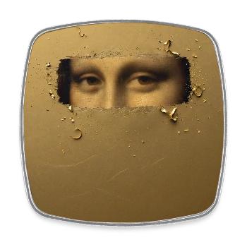 Mona Lisa Goldenes Ticket - Viereckiger Kühlschrankmagnet - Weiß - Vorne