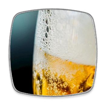 Light Gold Beer Glass Pattern - Square fridge magnet - white - Front