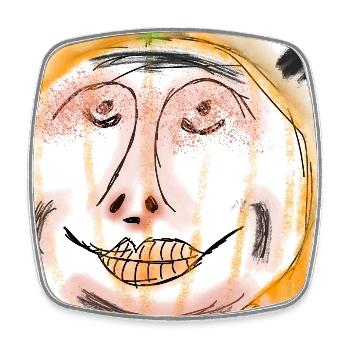 Croquis de visage de citrouille Style Automne, - Magnet carré - blanc - Devant