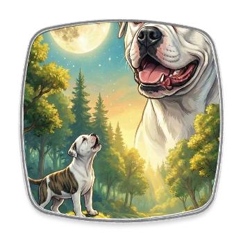 Howling to the Moon American Bulldog - Square fridge magnet - white - Front