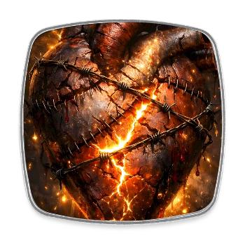 Burning heart with stitches - Square fridge magnet - white - Front