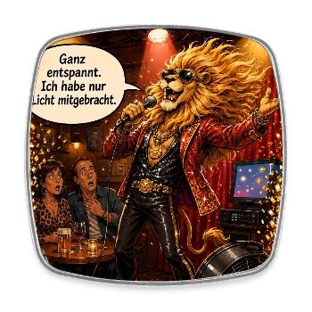 Sternzeichen Löwe - Humor mit großer Bühnenpräsenz - Viereckiger Kühlschrankmagnet - Weiß - Vorne