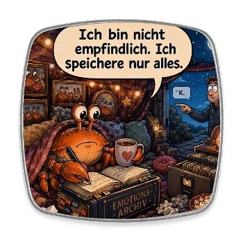 Sternzeichen Krebs -  Gefühle werden archiviert - Viereckiger Kühlschrankmagnet - Weiß - Vorne