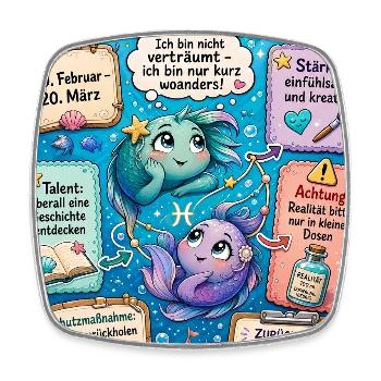 Sternzeichen Fische – Träumerisch und kreativ - Viereckiger Kühlschrankmagnet - Weiß - Vorne