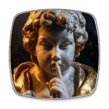 Flüsternder Cherub im goldenen Schein - Viereckiger Kühlschrankmagnet - Weiß - Vorne