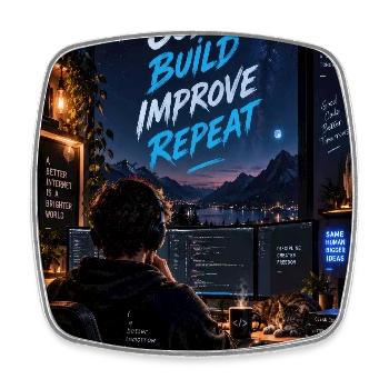 Code Build Improve Repeat Night Dev Studio - Viereckiger Kühlschrankmagnet - Weiß - Vorne