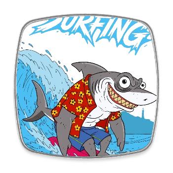 Surf sur les requins - Magnet carré - blanc - Devant