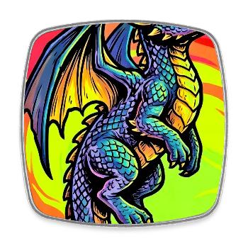 Drache - Viereckiger Kühlschrankmagnet - Weiß - Vorne