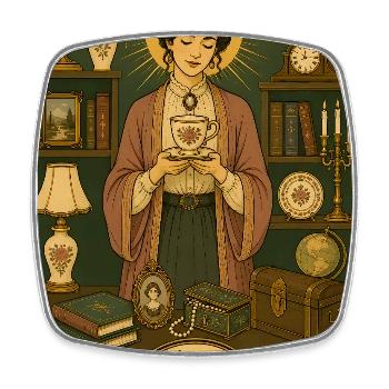 Attrapeur vintage | Tarot des antiquités - Magnet carré - blanc - Devant