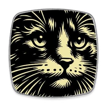 Meow Cat Retro Poster Cats Gift - Square fridge magnet - white - Front