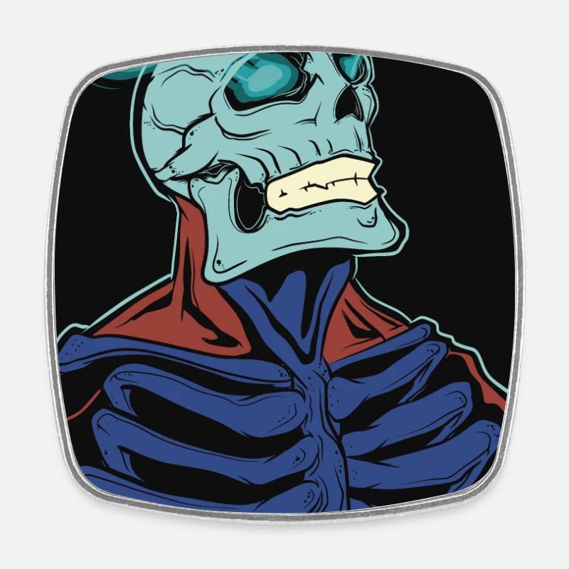 Flaming skeleton in a cape - Square fridge magnet - white