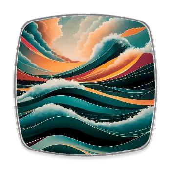 Surreale Wellen & Wolken Lebendige abstrakte Landschaft - Viereckiger Kühlschrankmagnet - Weiß - Vorne