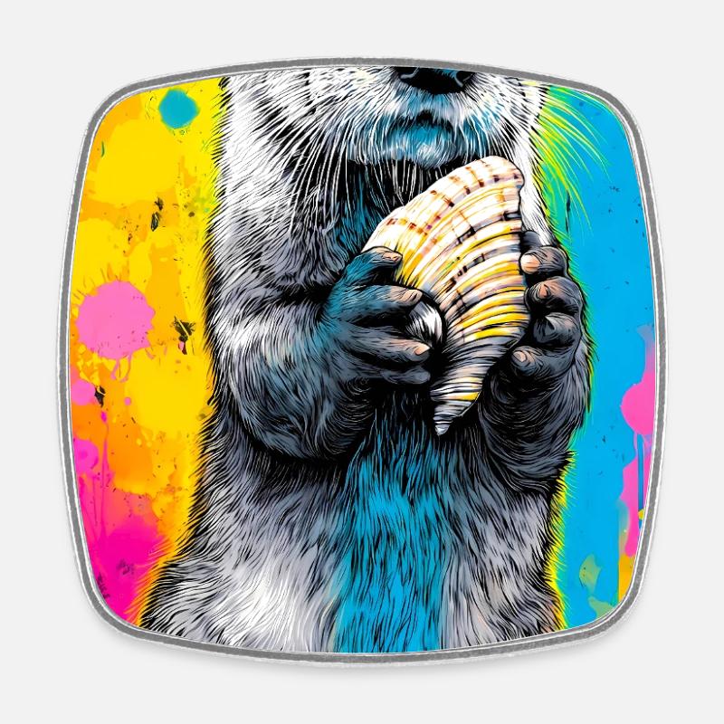 otter - Square fridge magnet - white