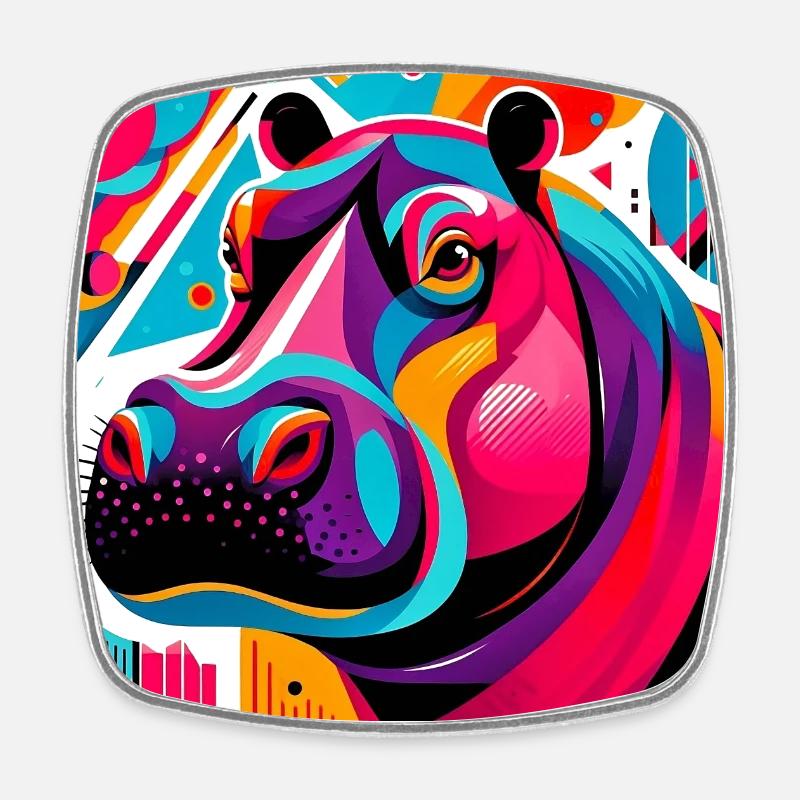 Hippopotamus - Square fridge magnet - white