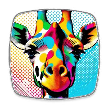 Giraffe Pop Art - Viereckiger Kühlschrankmagnet - Weiß - Vorne