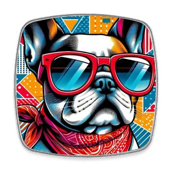 Chien bouledogue français - Magnet carré - blanc - Devant