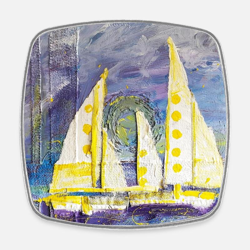 Sailboat - Square fridge magnet - white