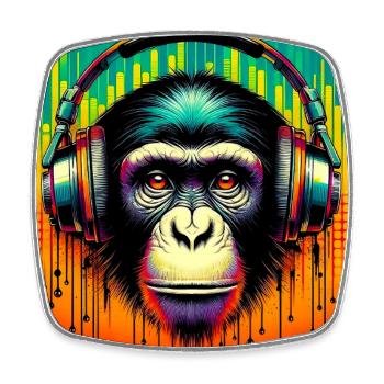 Singe chimpanzé - Magnet carré - blanc - Devant