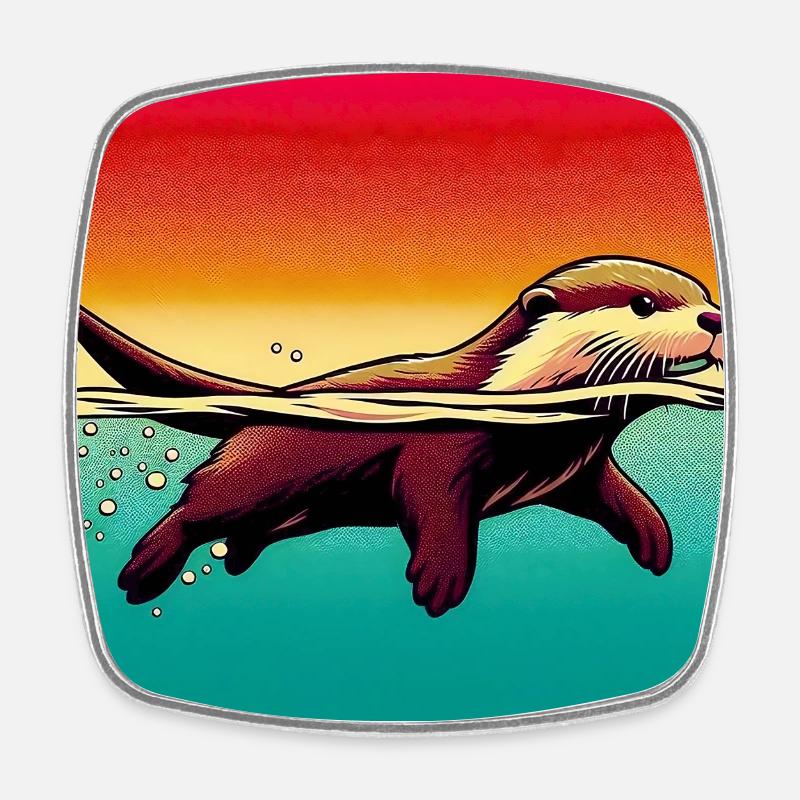 Otter - Viereckiger Kühlschrankmagnet - Weiß