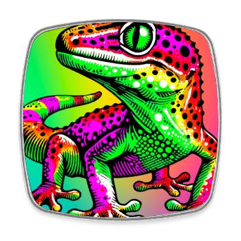 Gecko - Viereckiger Kühlschrankmagnet - Weiß - Vorne