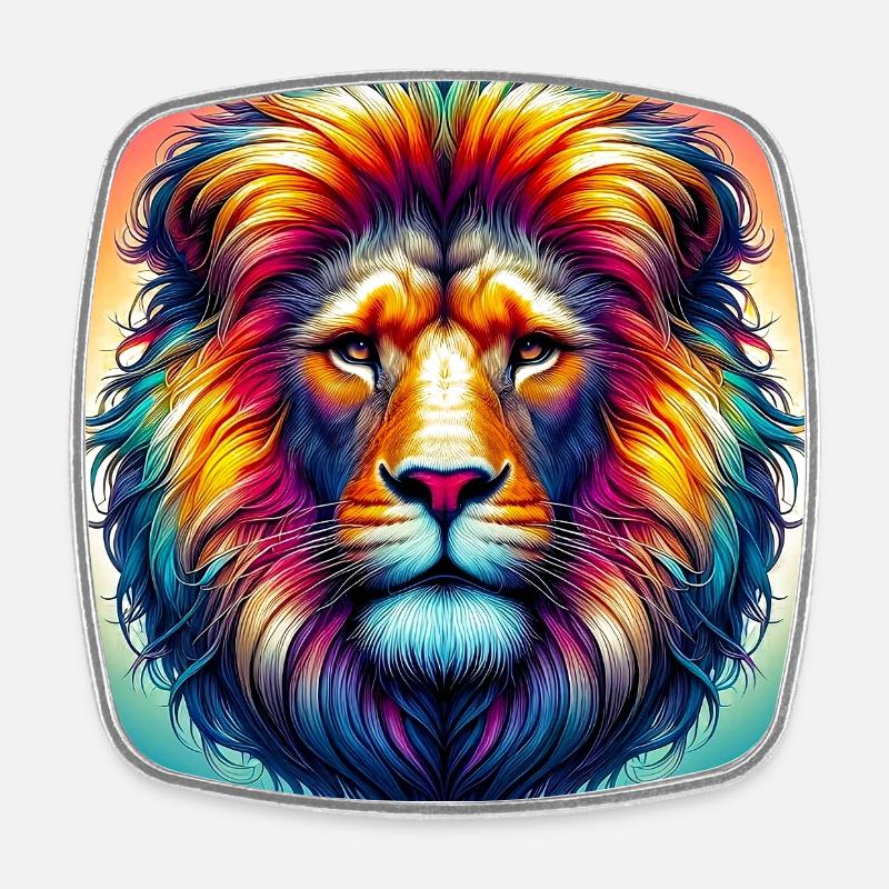 lion - Square fridge magnet - white