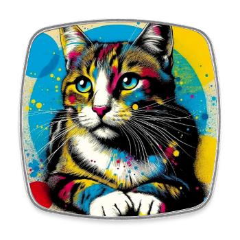 cat - Square fridge magnet - white - Front