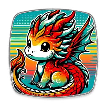 dragon - Square fridge magnet - white - Front