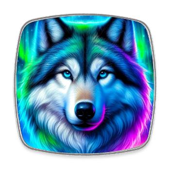 Loup - Magnet carré - blanc - Devant