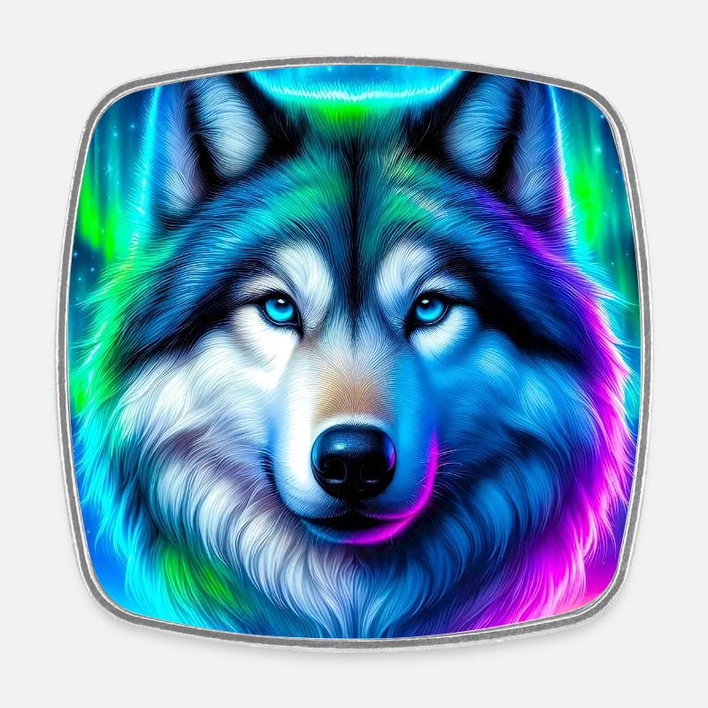 Wolf - Viereckiger Kühlschrankmagnet - Weiß