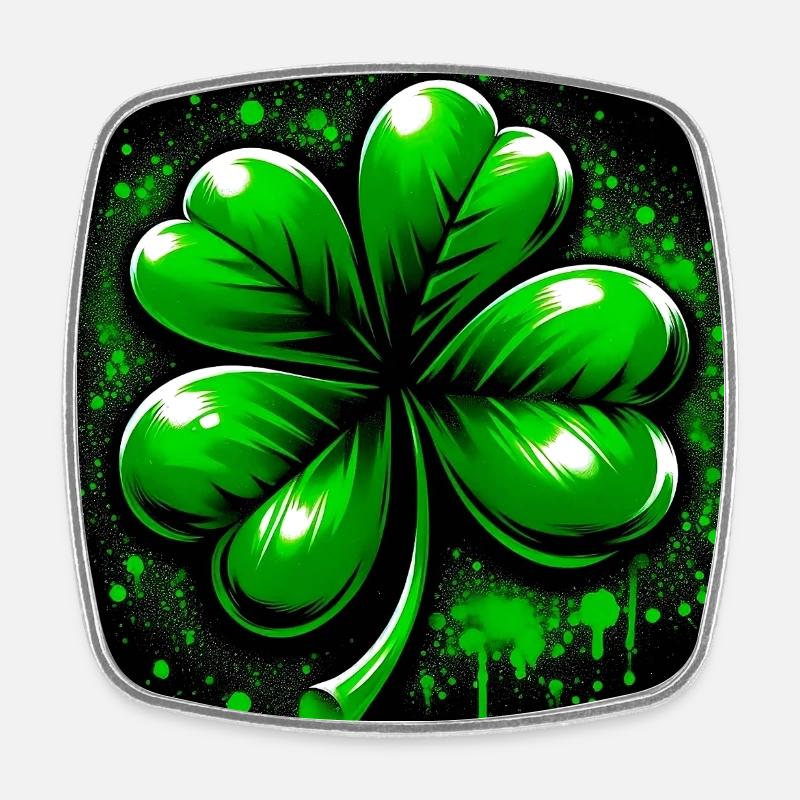 Four-leaf clover - Square fridge magnet - white