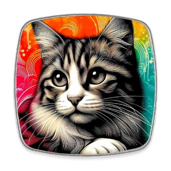 cat - Square fridge magnet - white - Front