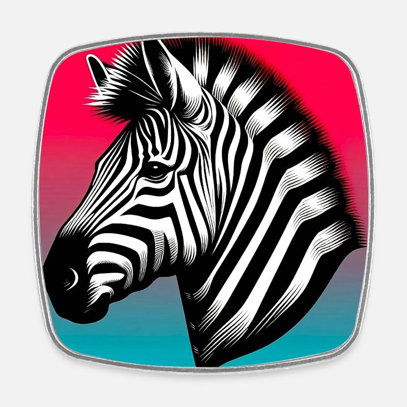 Zebra - Viereckiger Kühlschrankmagnet - Weiß
