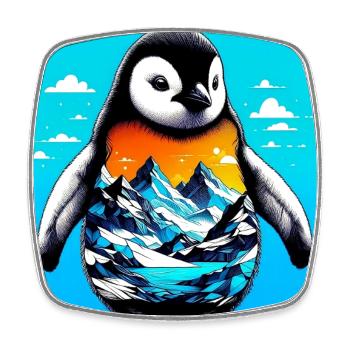 pingouin - Magnet carré - blanc - Devant