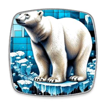 Eisbär - Viereckiger Kühlschrankmagnet - Weiß - Vorne
