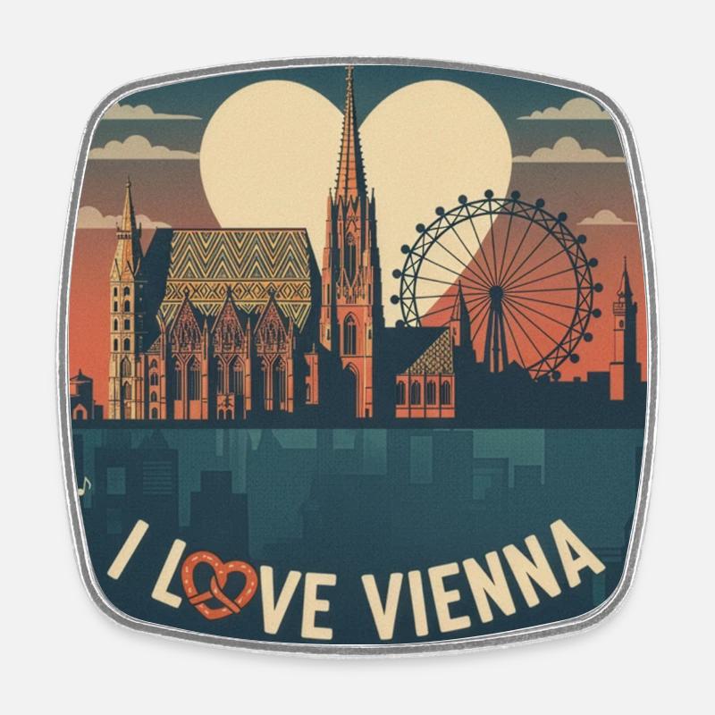 Vienna Love St. Stephen's Cathedral - Square fridge magnet - white