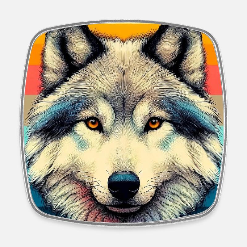 Wolf - Square fridge magnet - white