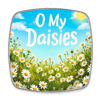 O My Daisies Field Print - Square fridge magnet - white - Front