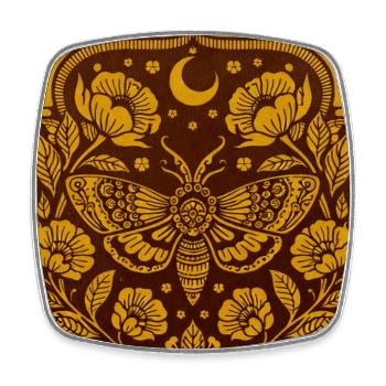 Moonlit Moth in Floral Arc - Square fridge magnet - white - Front